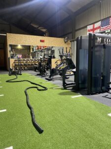 sled, gym floor, rope