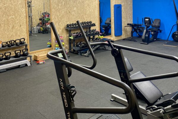 treadmill, weights, dumbbells